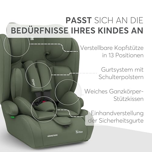 KikkaBoo i-PASS i-Size turvatool 76–150 cm (9–36 kg), Army Green