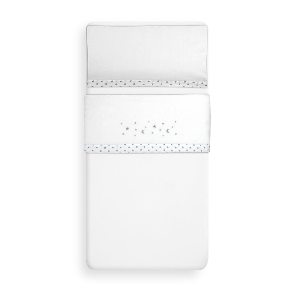 Interbaby soe voodipesu komplekt 60 × 120 cm, Star Moon valge/hall