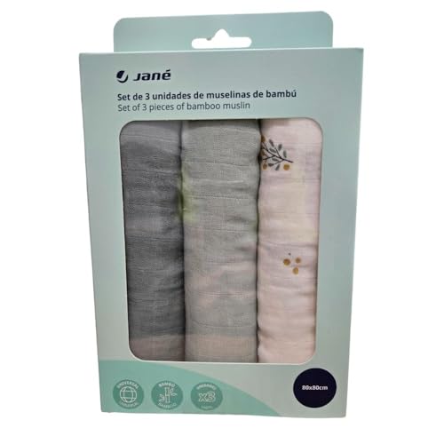 Jané musliinist marlid (3 tk), mitmeotstarbelised imetamis- ja hooldusrätikud, puuvilla-bambusekangas, 80 × 80 cm, rohelised