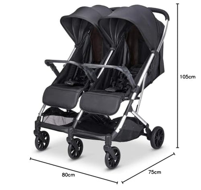 Babify Twin Air kaksikute jalutuskäru kuni 22 kg/iste, must