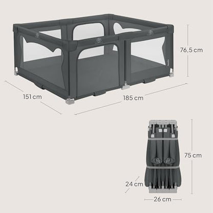 Lionelo Florence Easy Fold XL kokkupandav mänguaedik 150 × 180 cm, hall