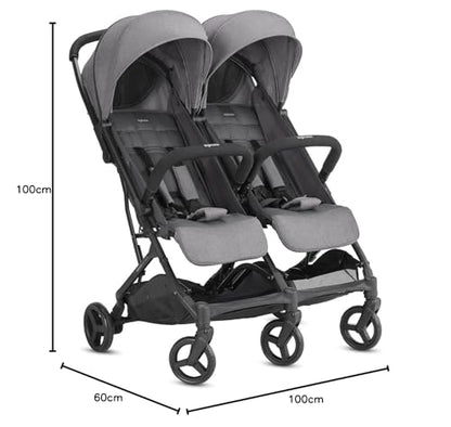 Inglesina Twin Sketch kahe lapse jalutuskäru, hall, ultrakerge ja kompaktne