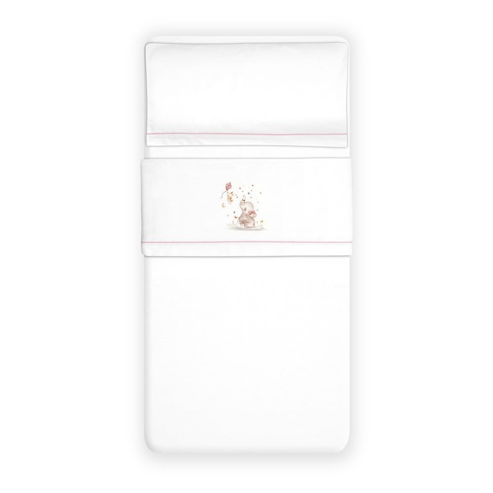 Interbaby talvine beebivoodipesu komplekt 60×120 cm, flanell, elevant valge/roosa