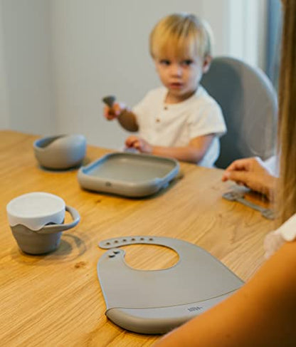 Interbaby silikoonist iminappkinnitusega taldrik, hall