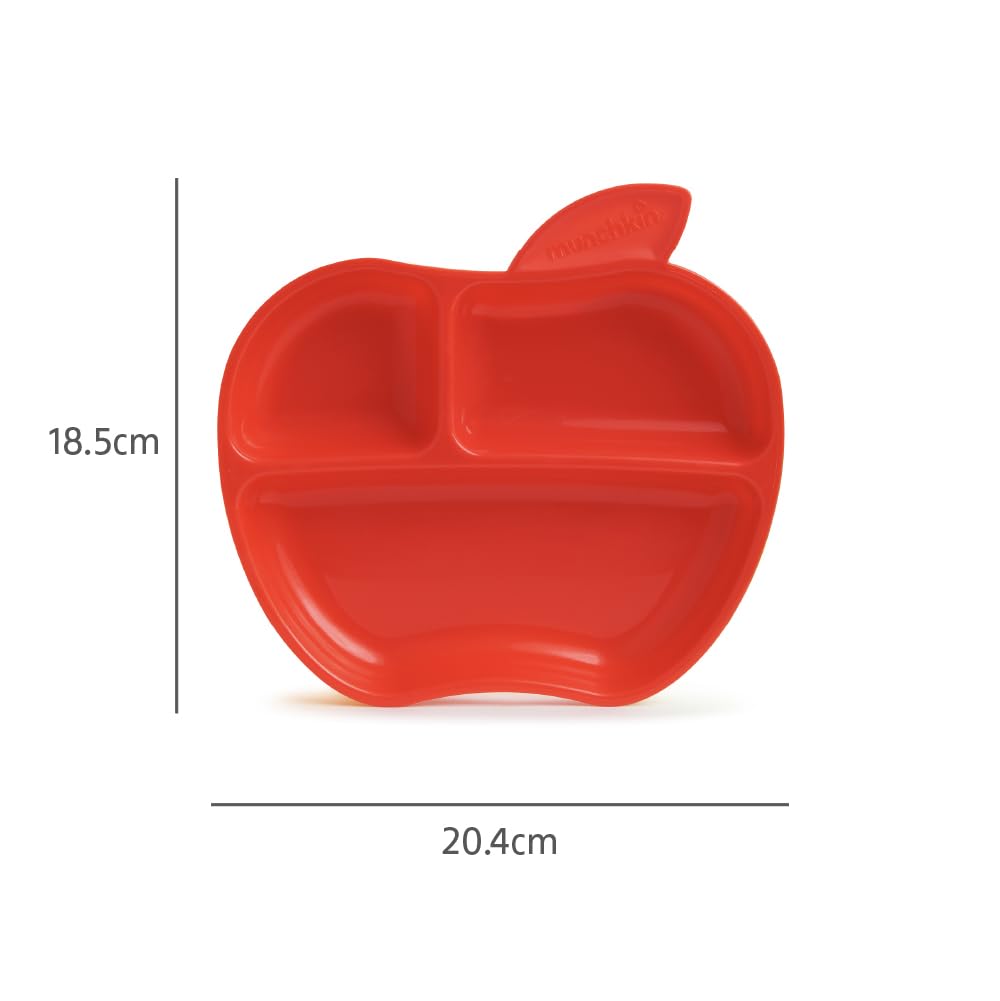 Munchkin Lil’ Apple jaotatud taldrikud lastele, 3 tk (kollane, punane, roheline)