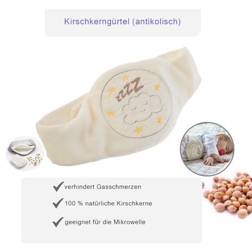 Babyjem kirsikividega soojenduspadi beebile, vööga, valge (0–2 a)