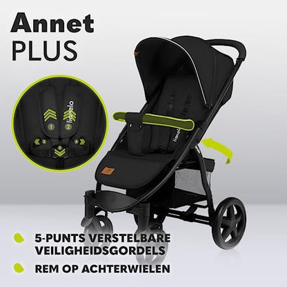 Lionelo ANNET PLUS kerge jalutuskäru, ühe käega kokkupandav, XXL varikatus UPF50+, kuni 22 kg