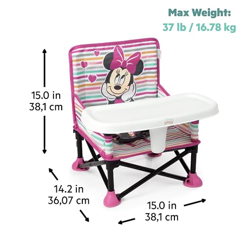 Bright Starts Disney Minnie Mouse Pop ’N Sit kaasaskantav söögitool, kasutamiseks sise- ja välitingimustes, 6 kuud – 3 aastat