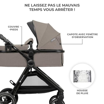 Kinderkraft ESME 3in1 jalutuskäru koos MINK PRO i-Size turvahälliga, beež