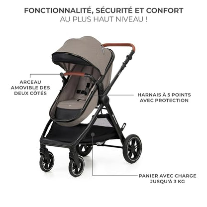 Kinderkraft ESME 3in1 jalutuskäru koos MINK PRO i-Size turvahälliga, beež