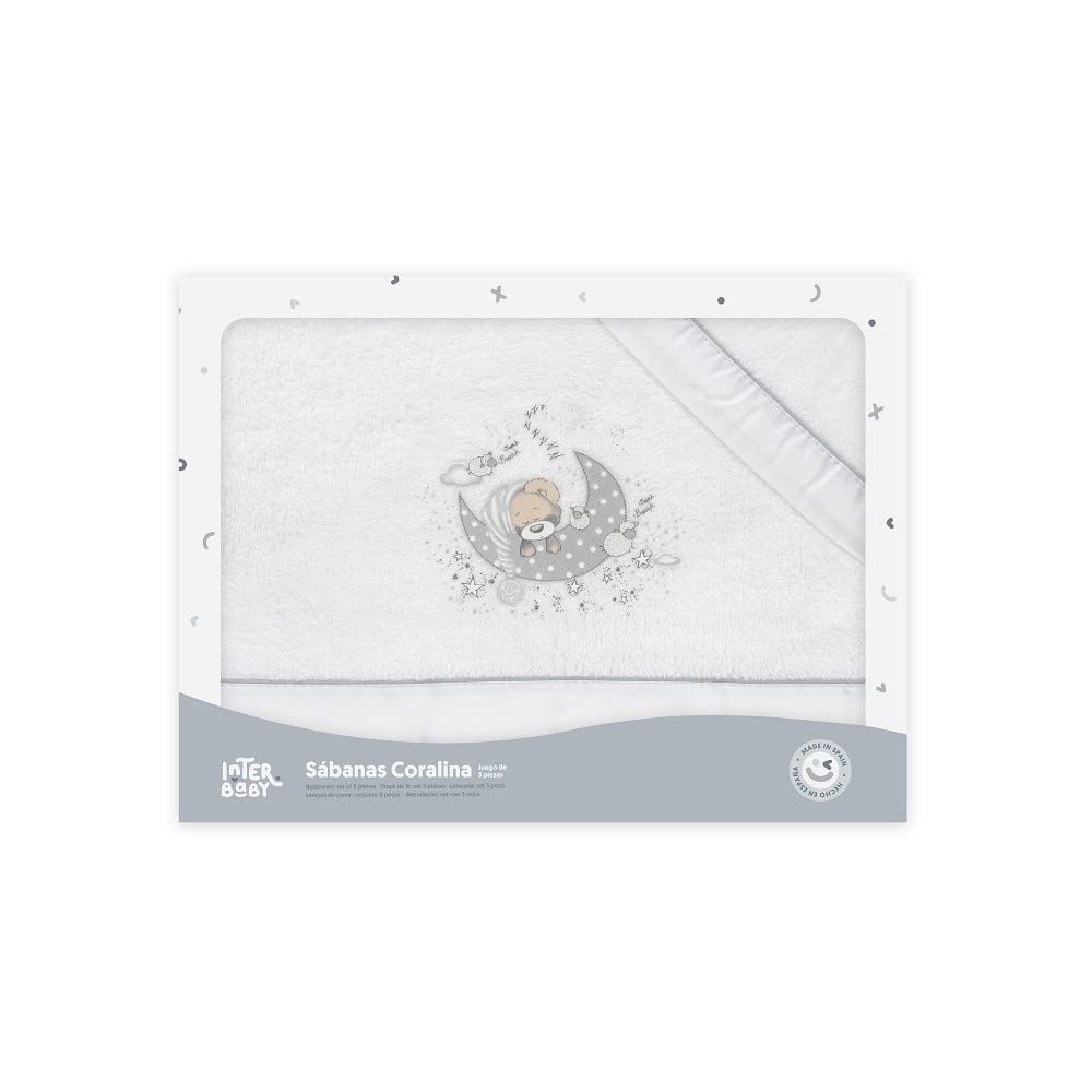 Interbaby Coralina soe beebivoodipesu komplekt 50x80cm, valge/hall