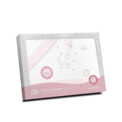 Interbaby talvine voodipesu komplekt 50×80 cm, flanell, roosa