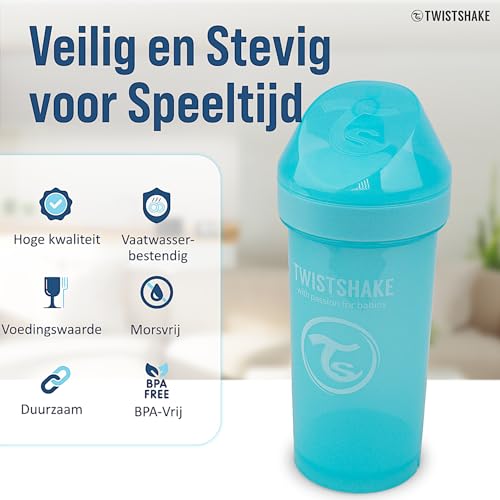 Twistshake Kid Cup lekkekindel joogipudel puuviljasegajaga 360 ml – sinine