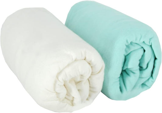 BabyCalin kummiga voodilina komplekt 70 × 140 cm, valge/türkiis (2 tk)
