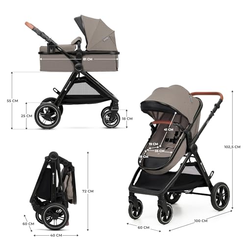 Kinderkraft ESME 3in1 jalutuskäru koos MINK PRO i-Size turvahälliga, beež