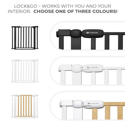 Kinderkraft LOCK&GO turvavärav, 75–103 cm, puitviimistlus