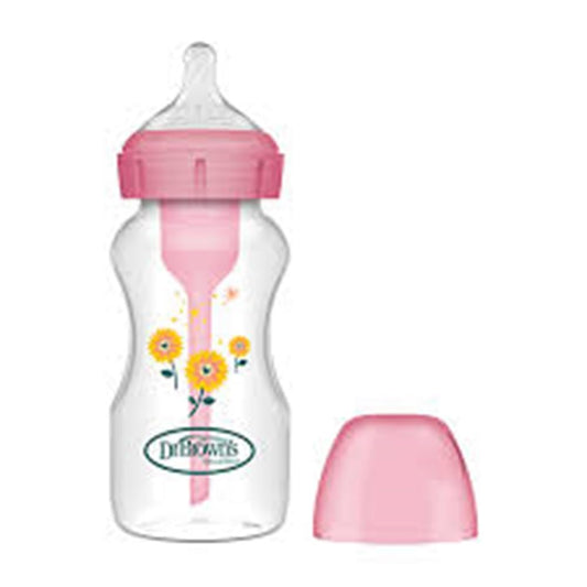 Dr. Brown’s Options+ koolikuvastane lutipudel 270 ml, roosa (0+)