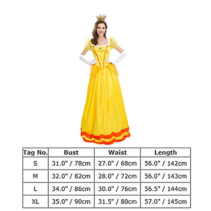 Printsess Peach (Super Mario) kostüüm naistele, kollane, naiste S