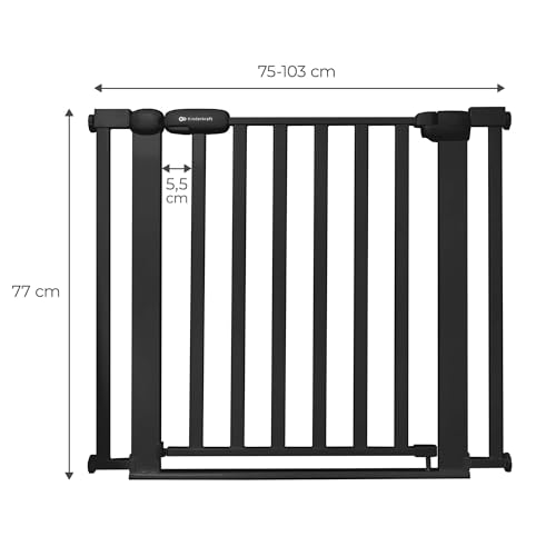 Kinderkraft LOCK&GO turvavärav, 75–103 cm, must