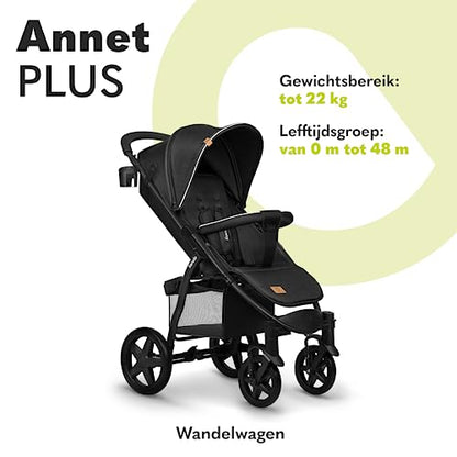 Lionelo ANNET PLUS kerge jalutuskäru, ühe käega kokkupandav, XXL varikatus UPF50+, kuni 22 kg