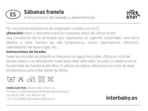 Interbaby flanellist voodipesukomplekt, 40 × 80 cm, 3-osaline komplekt, sinine/valge