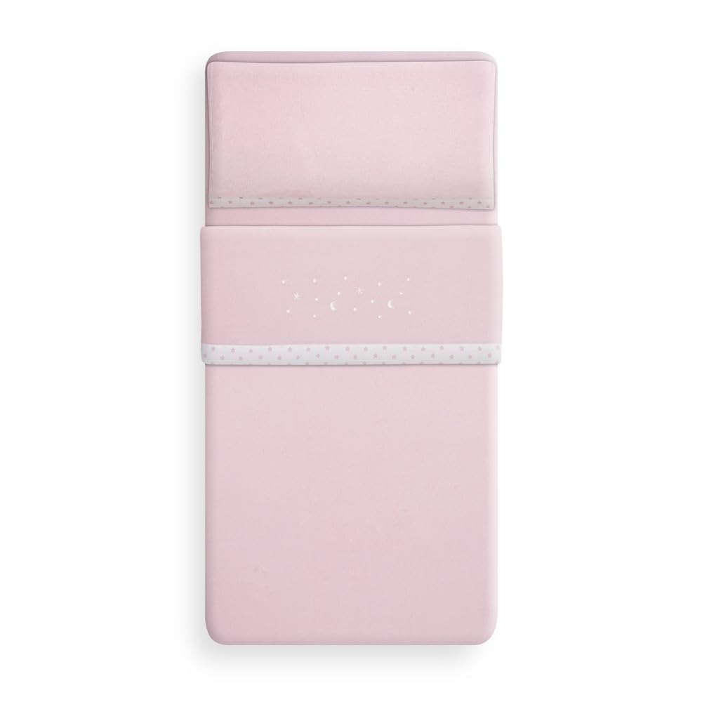 Interbaby soe korallist voodipesu komplekt beebivoodile 60 × 120 cm, Star Moon Pink
