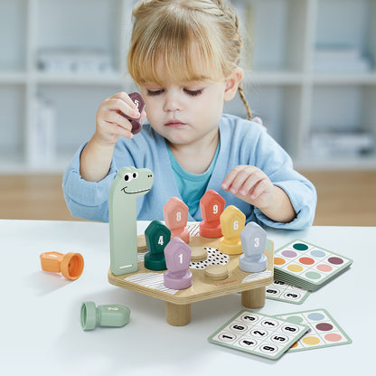 Topbright Happy Dino Twist puinen dinosaurus, värien ja numeroiden oppimispeli käännettävillä palikoilla (3+)