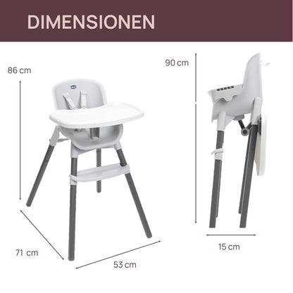 Chicco Zest söögitool Moon Grey, hall, alates 6 kuust kuni 40 kg