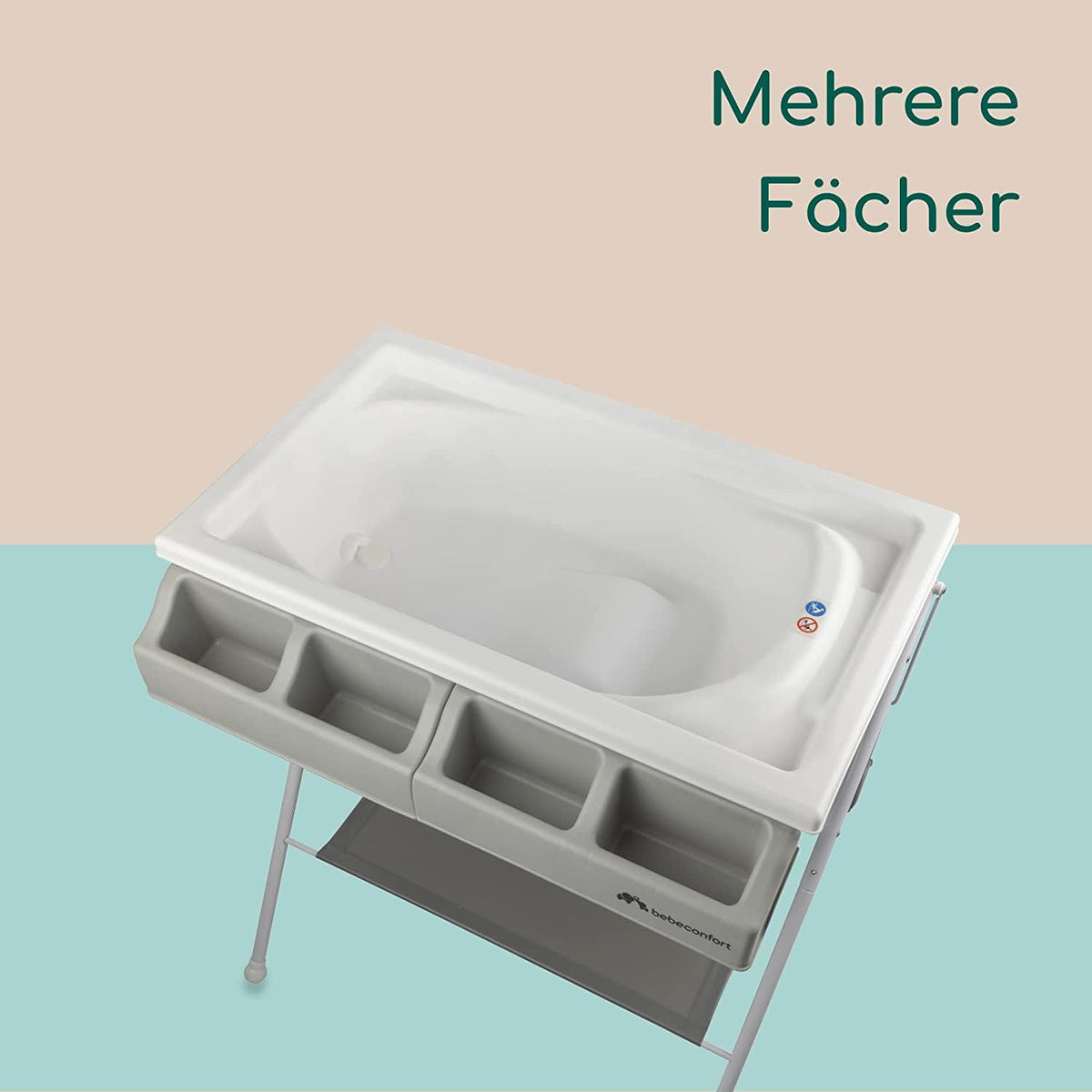 Bebeconfort Baltic 2-in-1 hoitopöytä ja vauvan kylpyamme, harmaa (Grey Mist), 0–12 kuukautta