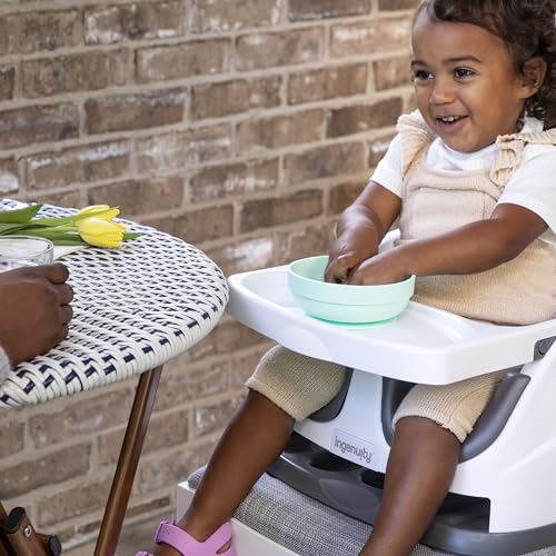 Ingenuity Baby Base 2-ühes kõrgendustool ja põranda iste kandikuga, hall/valge