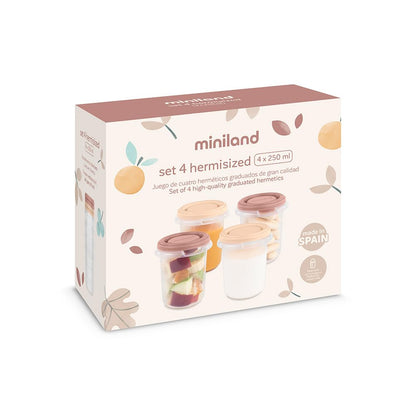 Miniland Valencia õhukindlate toidunõude komplekt (4 × 250 ml)