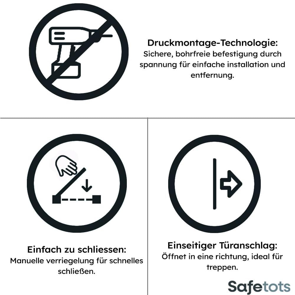 Safetots metallinen turvaportti Extra High, valkoinen, 68,5–75 cm, 104 cm