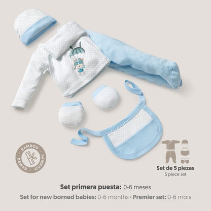 Interbaby beebi kinkekomplekt 5-osaline, langevarjumustriga, sinine