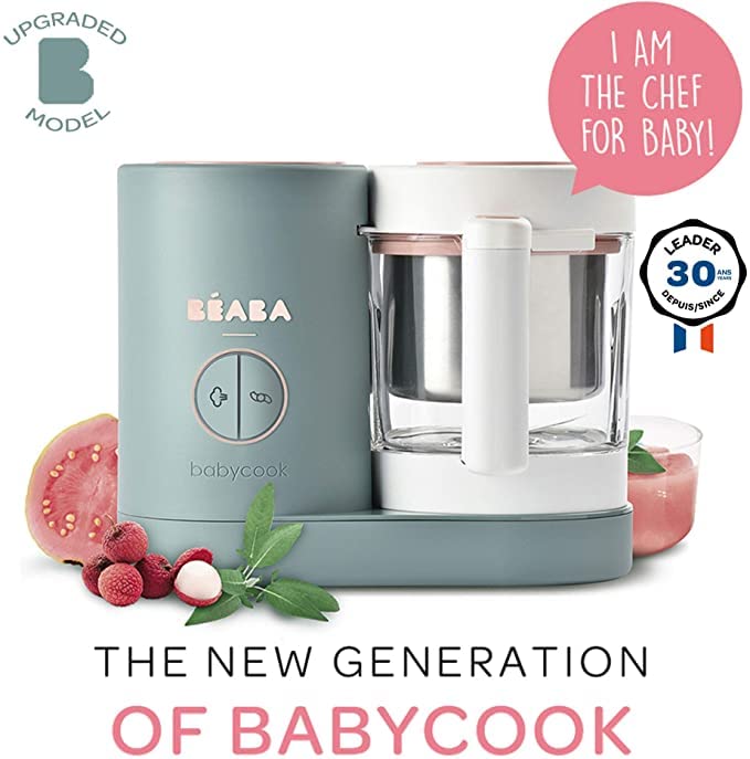 Béaba Babycook Neo 4-ühes beebitoiduvalmistaja, roostevabast terasest ja klaasist, eukalüptiroheline