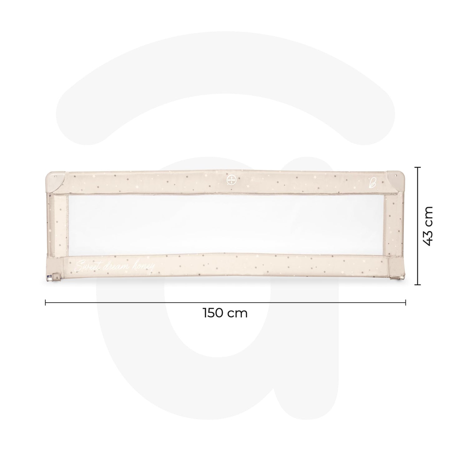 Asalvo voodipiire 150 cm, kokkupandav, kandekotiga, beež tähtedega, mudel 23292