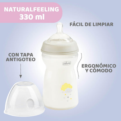 Chicco Natural Feeling koolikuid vähendav lutipudel 330 ml, 6+ kuud