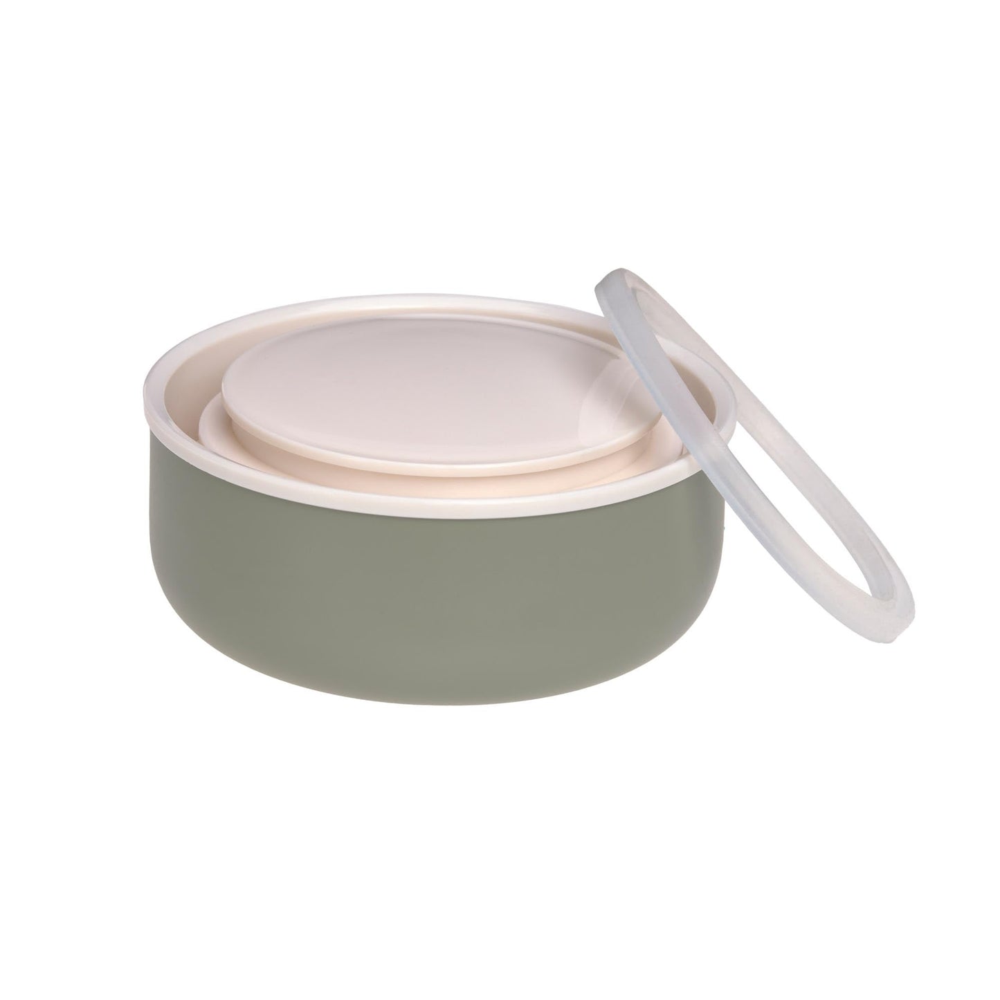LÄSSIG roostevabast terasest toidutermos beebitoidule, 350 ml, Happy Prints Light Olive