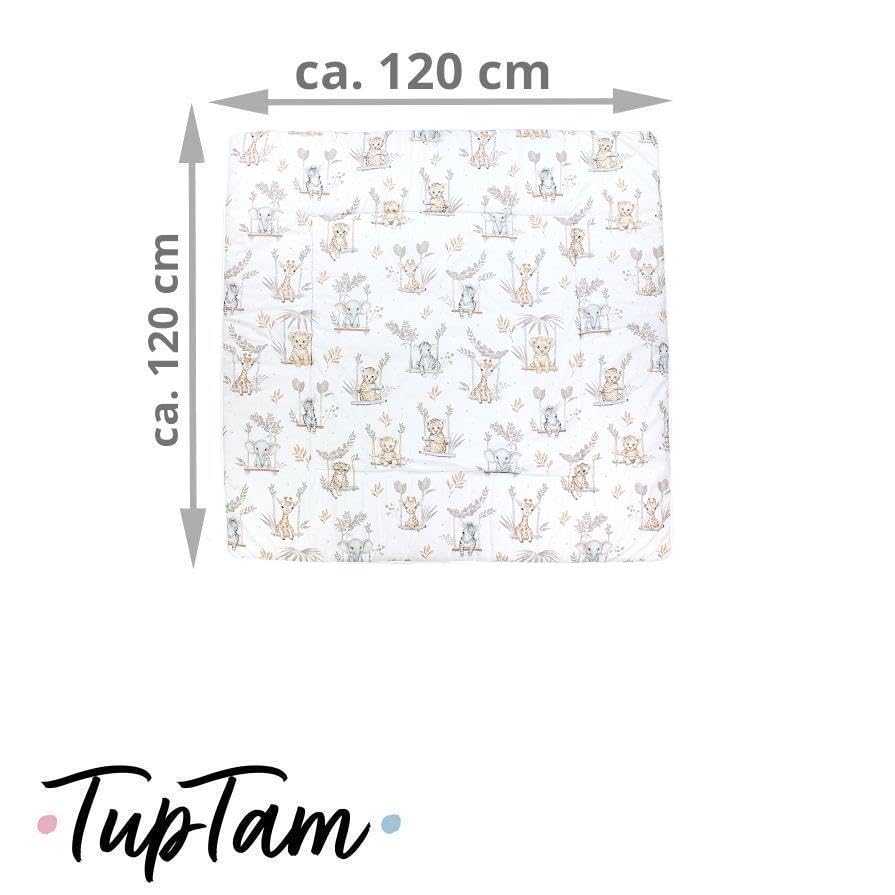 TupTam pehme XXL mängumatt beebile 120 × 120 cm – Safari Swing Beige
