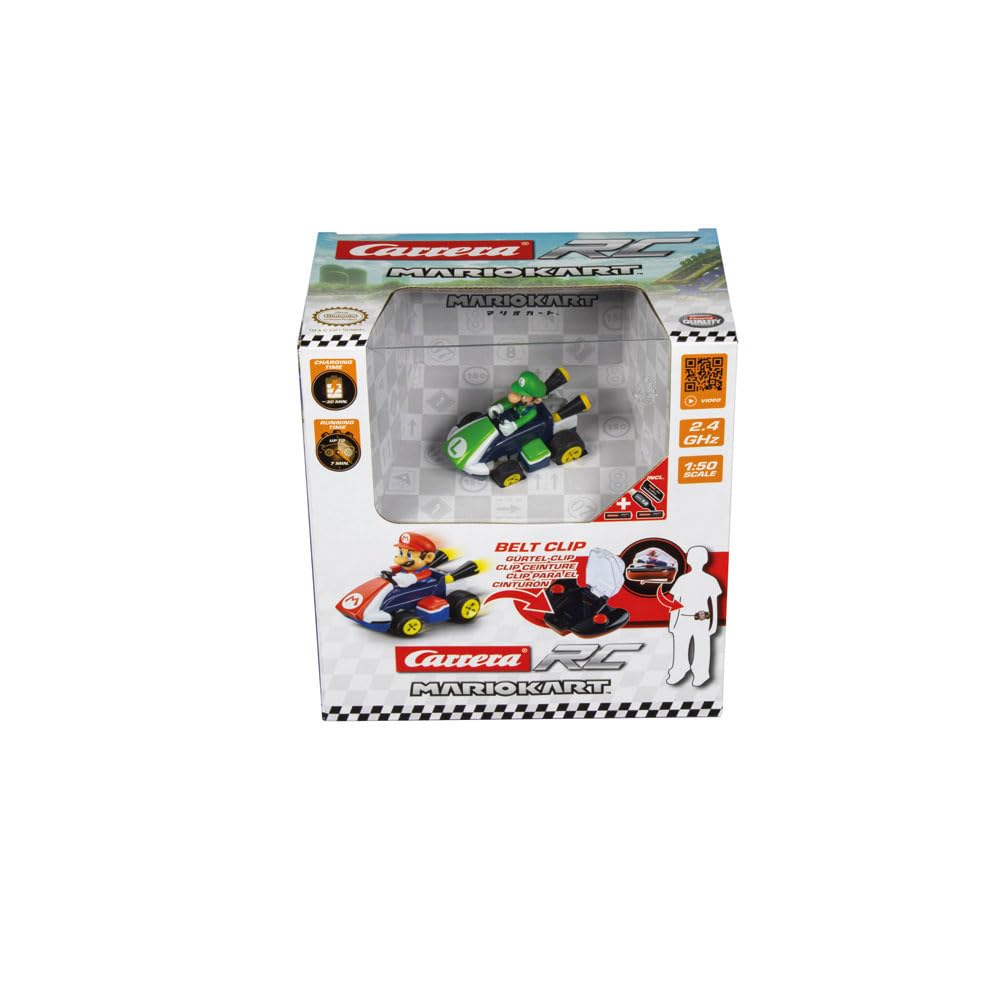 Carrera Mario Kart Mini RC Luigi puldiauto, 1:50 skaalas