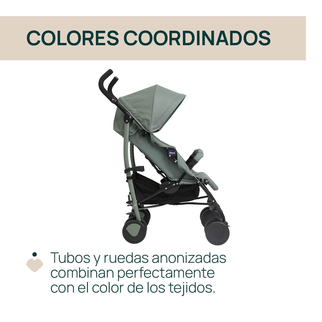 Chicco Echo Lite kergkäru Green, sünnist kuni 22 kg