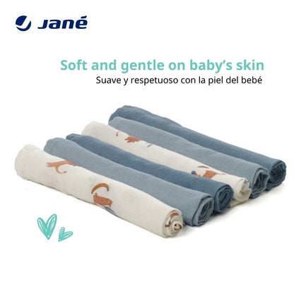 Jané musliinlapid 6 tk, puuvilla ja bambusega, 35 × 35 cm, sinine