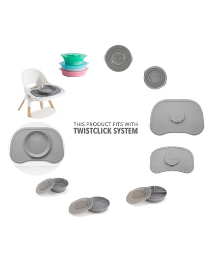 Twistshake Click Mat mati, taldriku ja kausi komplekt beebile, roosa