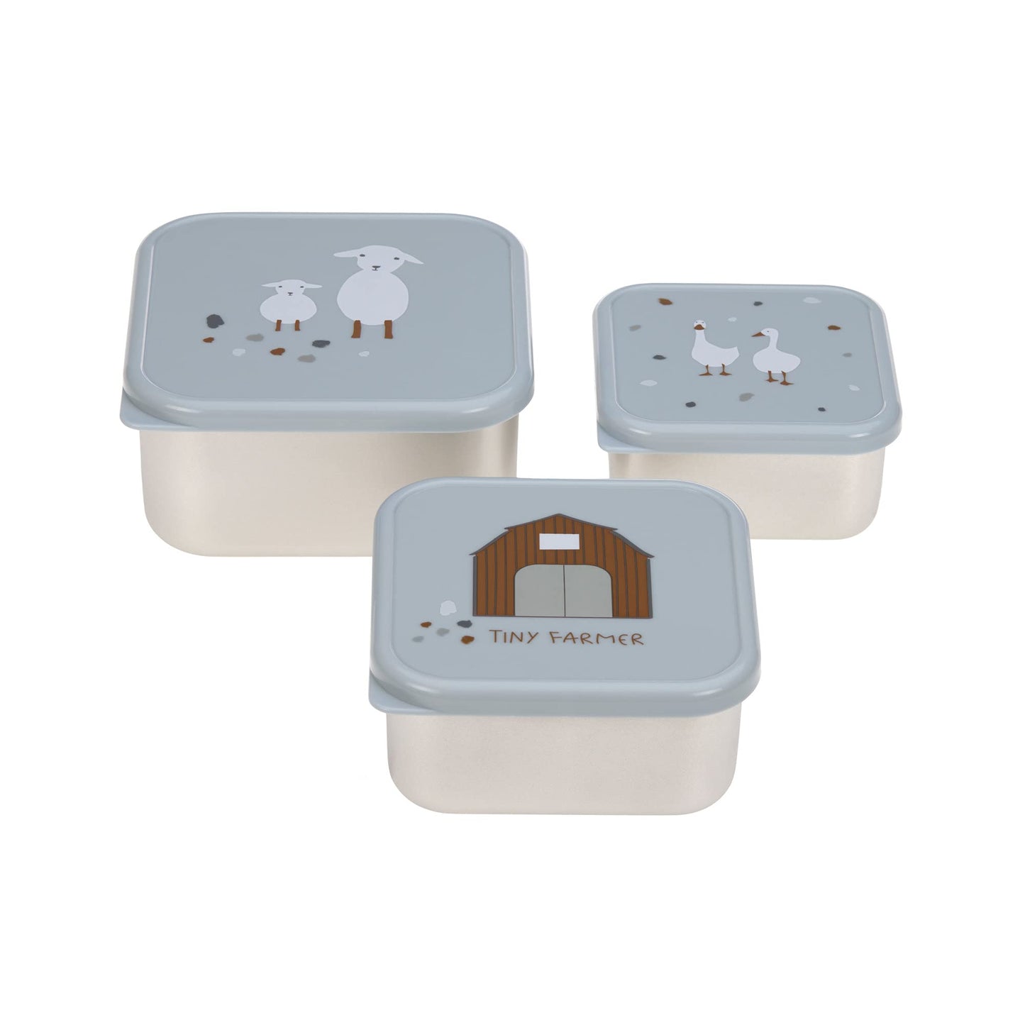 LÄSSIG Tiny Farmer roostevabast terasest suupistekarpide komplekt, 3 tk, sinine