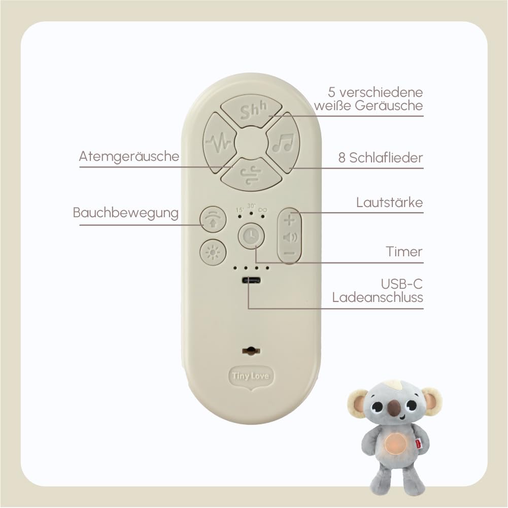 Tiny Love koaalakujuline kaisuloom Snuggly Buddy, 0+ kuud, USB-C, Boho Chic