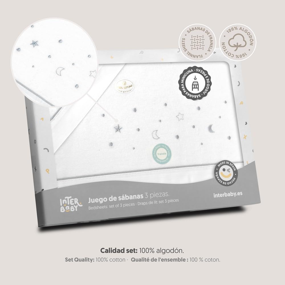 Interbaby flanellist voodipesu komplekt Star & Moon, 50 × 80 cm
