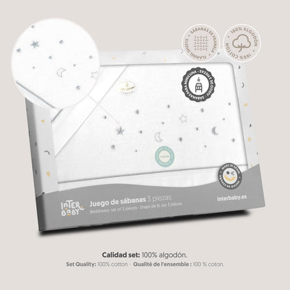 Interbaby flanellist voodipesu komplekt Star & Moon, 50 × 80 cm