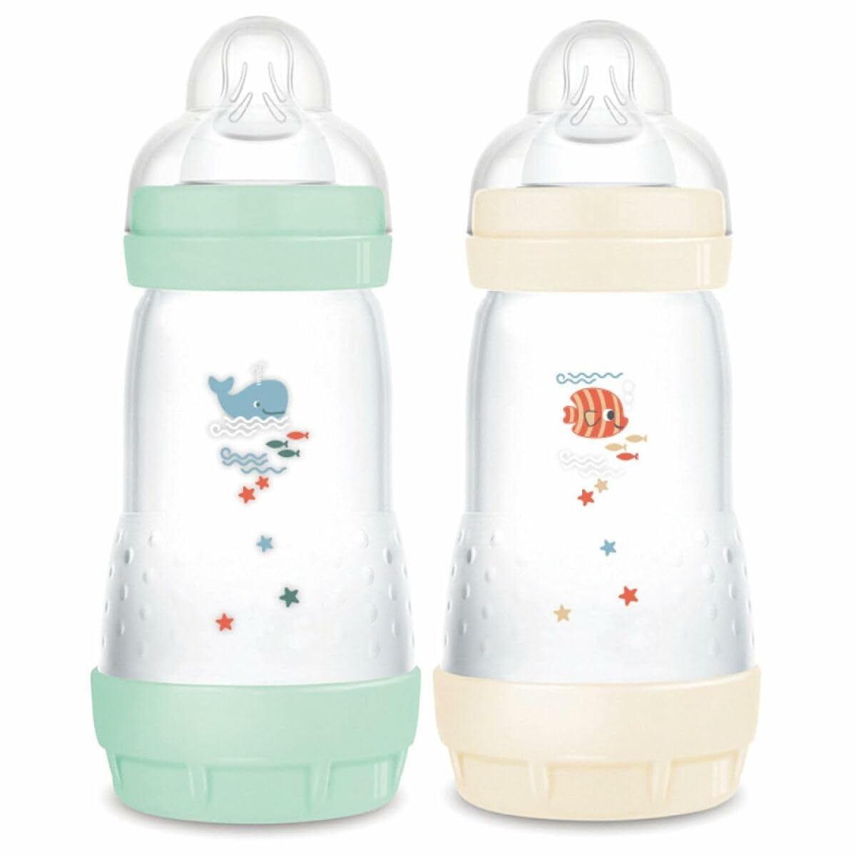 MAM Easy Start koolikuvastased lutipudelid, 2 × 260 ml (2+ kuud) – Mint + Cotton