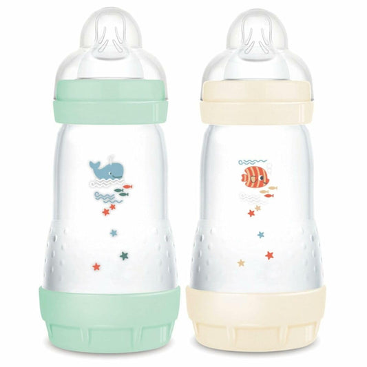 MAM Easy Start koolikuvastased lutipudelid, 2 × 260 ml (2+ kuud) – Mint + Cotton