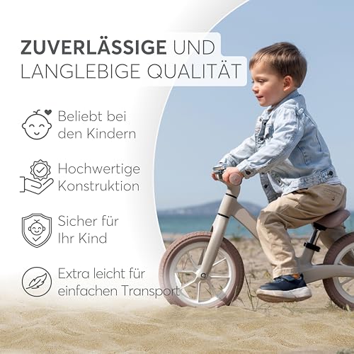 KikkaBoo LANSER jooksuratas 12", ülikerge, reguleeritava istmega, beež (3–6 a)
