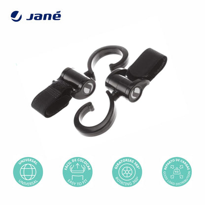 Jane universaalsed vankrikonksud (2 tk, must)